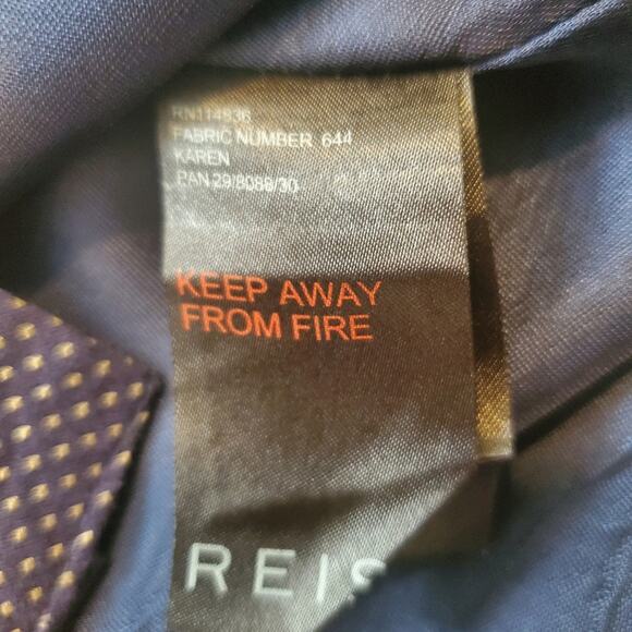 Reiss Blue Navy Dress with Metallic Detailing White Dots Sz 6 - Picture 13 of 14